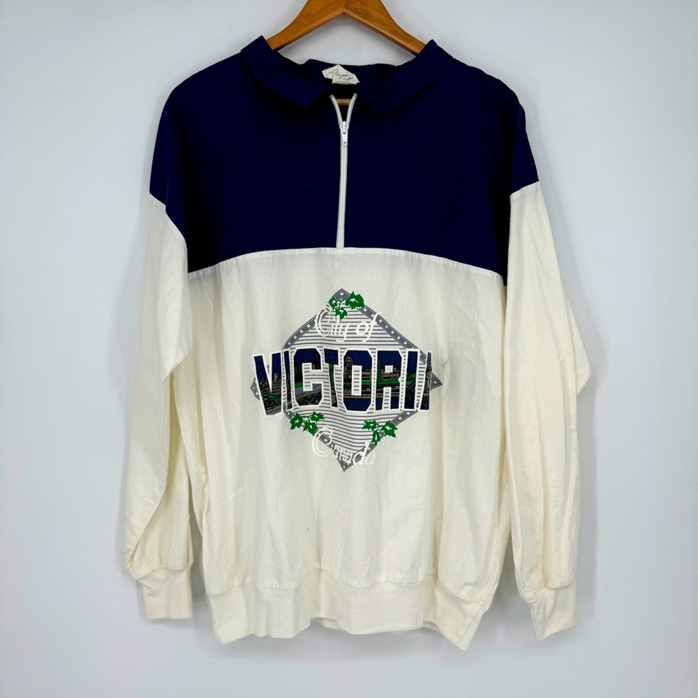 Vintage City of Victoria Canada pullover 1/4 zip windbreaker